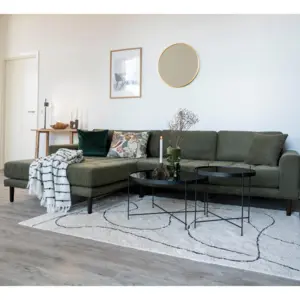 Lido Lounge Sofa - Sofa venstrevendt i olivengrøn med fire puder