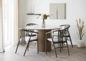 Athens, Spisebord med keramik bordplade, Ø120x76 cm.