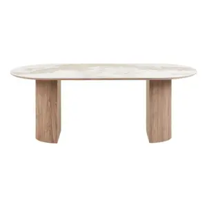Athens Spisebord, keramik bordplade i hvid og brun, 210 mm