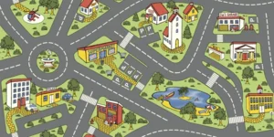 Artifact Vinylgulv til Børneværelset - Traffic Bilbaner - REST 460X400 CM.