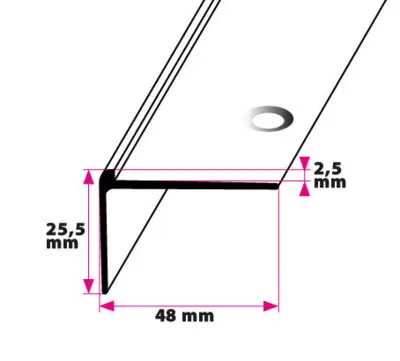 Trappeforkant til 2,5 mm. linoleum, stor - midthullet