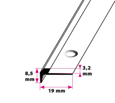 Trappeforkant til 3,2 mm. linoleum, lille - midthullet