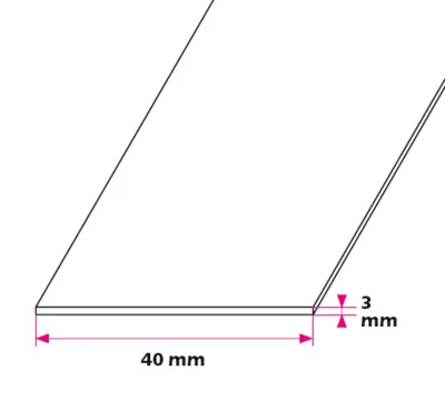 40x3 mm. Brandskinne - m/huller