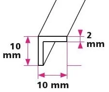 10 x 10 x 2 mm vinkelprofil - u/huller