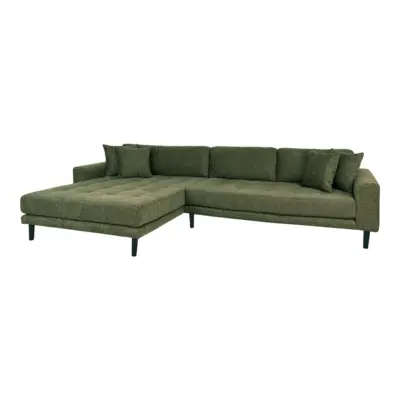 Lido Lounge Sofa - Sofa venstrevendt i olivengrøn med fire puder