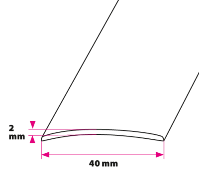 Overgangsprofil, 40x2 mm. u/huller 