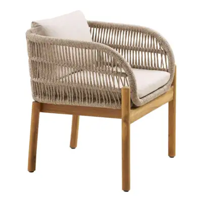 Terracina Spisebordsstol akacietræ med beige hynde
