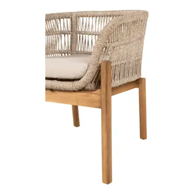 Terracina Spisebordsstol akacietræ med beige hynde