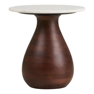 Heide Hjørnebord, Mango træ og marmor - 41 cm.