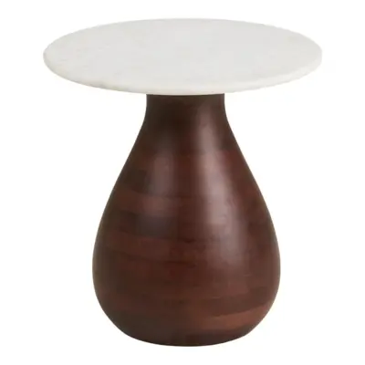 Heide Hjørnebord, Mango træ og marmor - 41 cm.