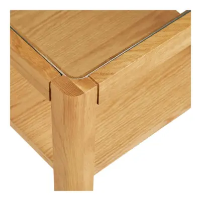 Lourmarin Hjørnebord, egefiner og hærdet glas