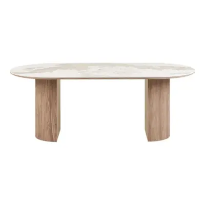 Athens Spisebord, keramik bordplade i hvid og brun, 210 mm
