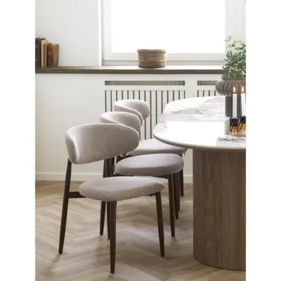 Athens Spisebord, keramik bordplade i hvid og brun, 210 mm