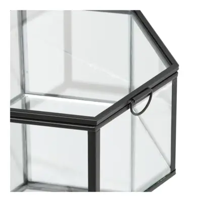 Torpe, 6 kantet bokse i metal og glas