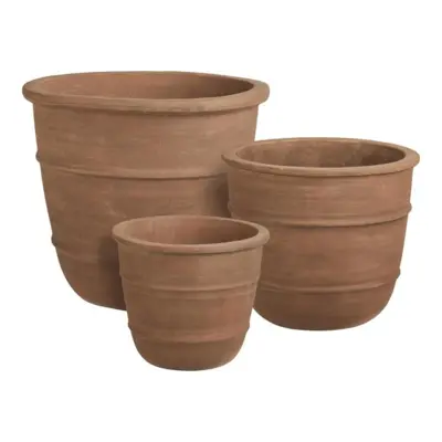 Kragholm Krukke i brun terracotta med drænhul, sæt á 3 stk. - UDSOLGT TIL UGE 1/2027
