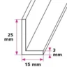 15 x 25 x 3 mm. vinkelprofil - u/huller