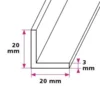 20 x 20 x 3 mm. vinkelprofil - u/huller